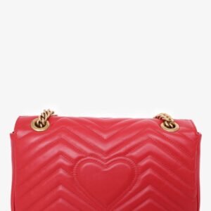 Gucci Red Leather Small GG Marmont Shoulder Bag | AlmaBagz