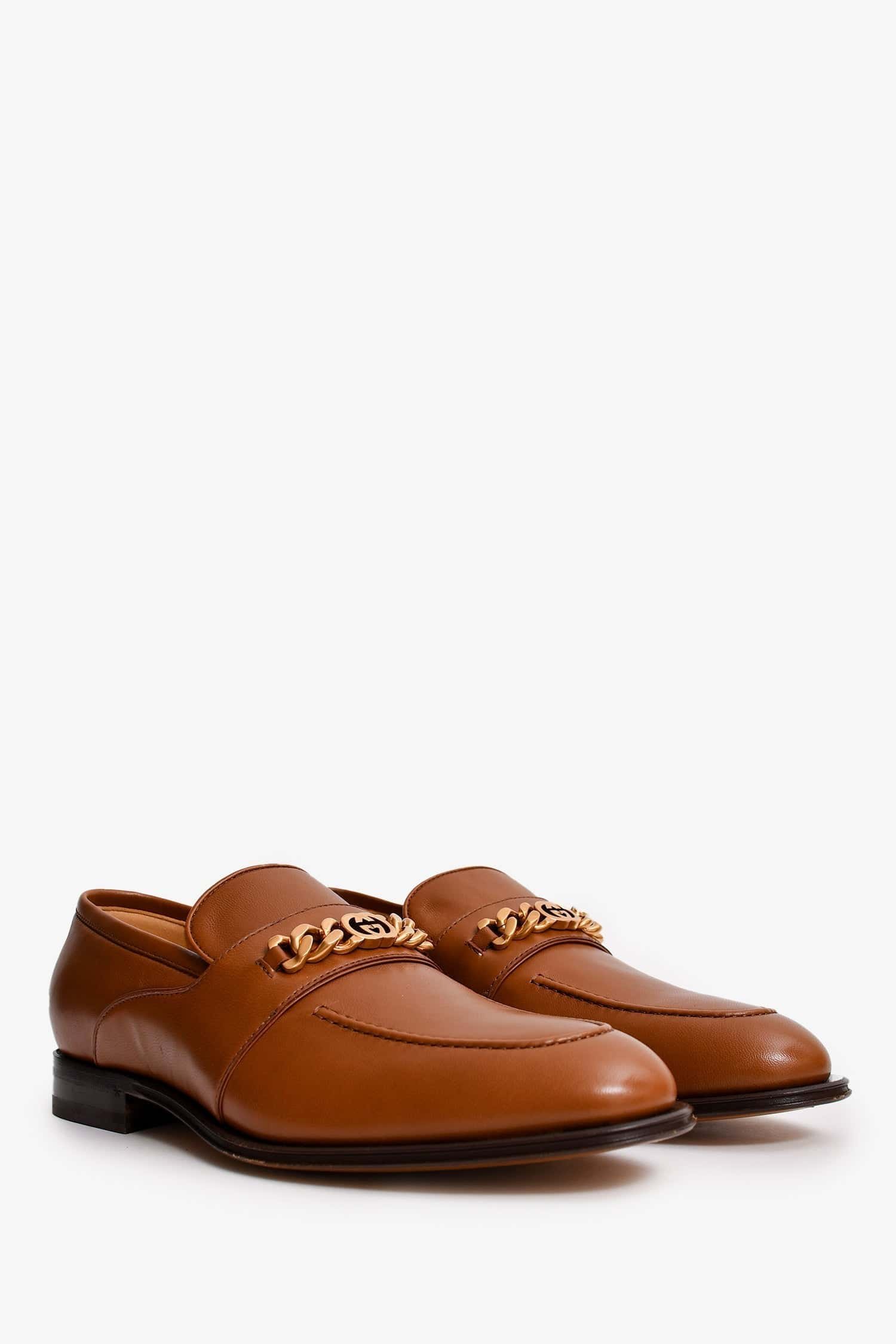 Gucci Brown Leather Interlocking G Loafers Size 7.5 UK Men | AlmaBagz