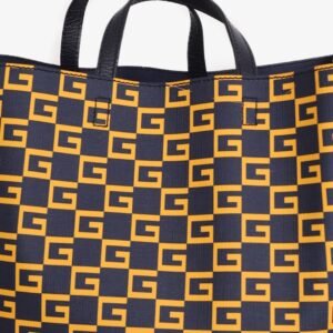 Gucci Navy/Orange Coated Canvas Square G Vertical Tote | AlmaBagz