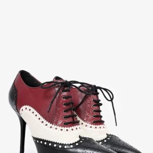 Gucci Burgundy/Black Lace Up Pointed Brogue Heels Size 40 (As Is) | AlmaBagz