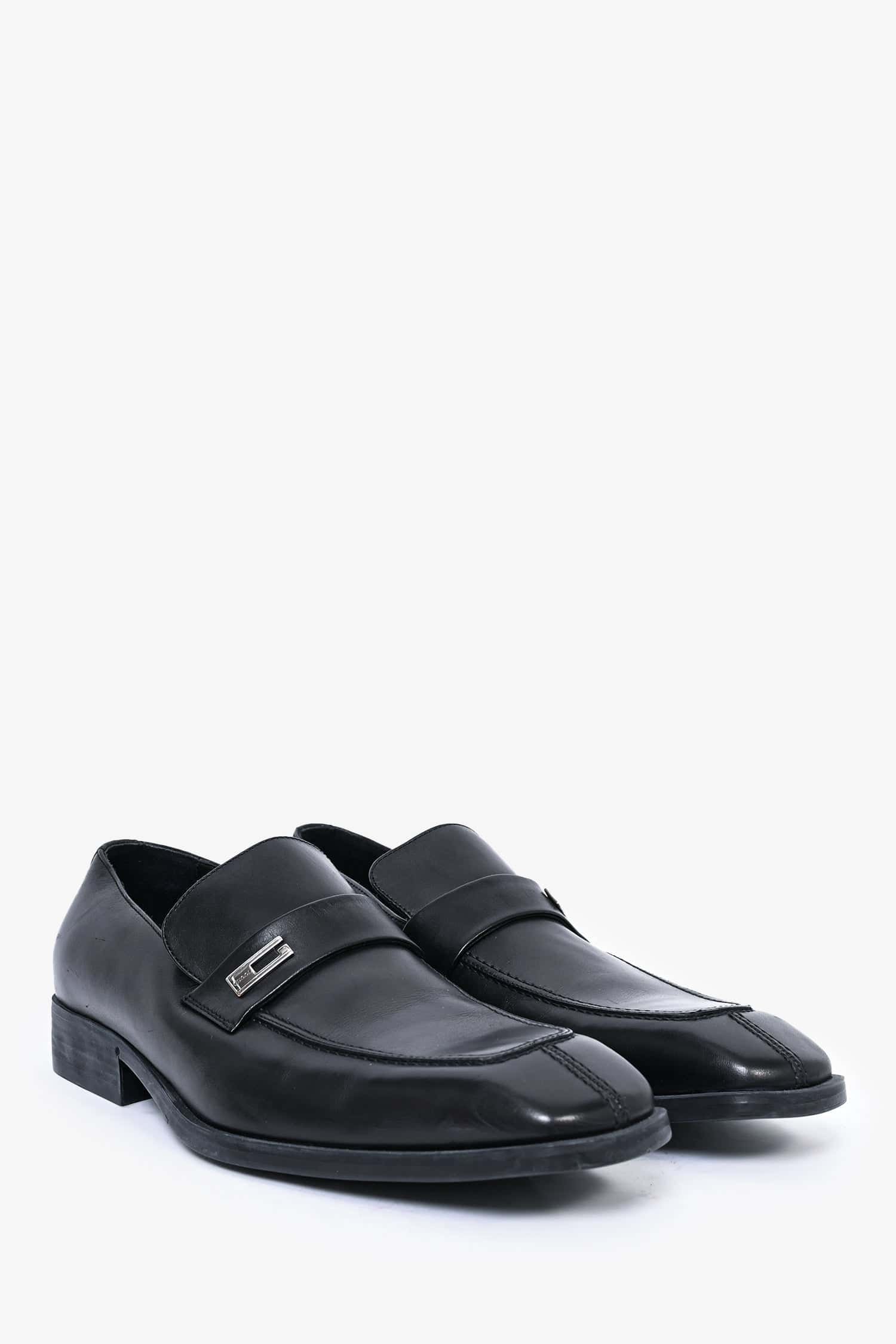 Gucci Black Leather Silver G Loafers Size 43 Mens | AlmaBagz