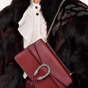 Gucci Burgundy Leather Small Dionysus Shoulder Bag | AlmaBagz