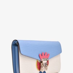 Louis Vuitton 2014 Blue/White Epi Leather Tribal Mask Wallet On Chain With W.L. Initials | AlmaBagz