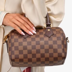 Louis Vuitton Damier Ebene Speedy Bandoulière 20 with Strap | AlmaBagz