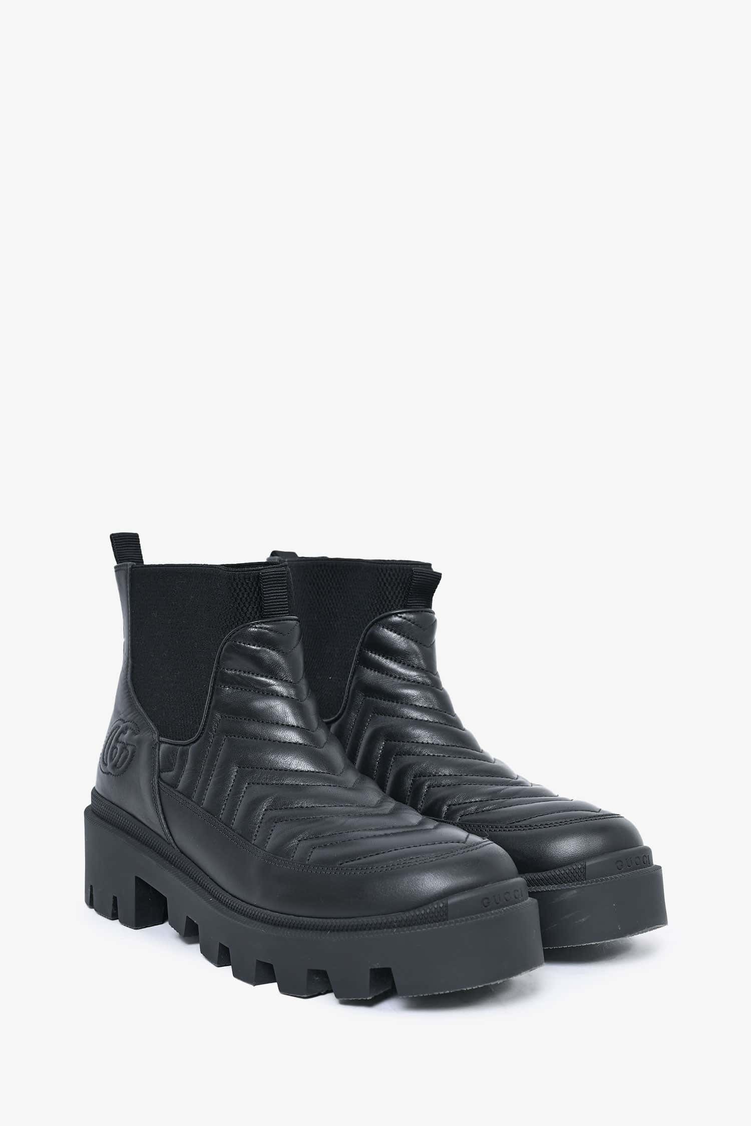 Gucci Black Chevron Leather 'Kingsnake' Chelsea Boots Size 40.5 Mens | AlmaBagz
