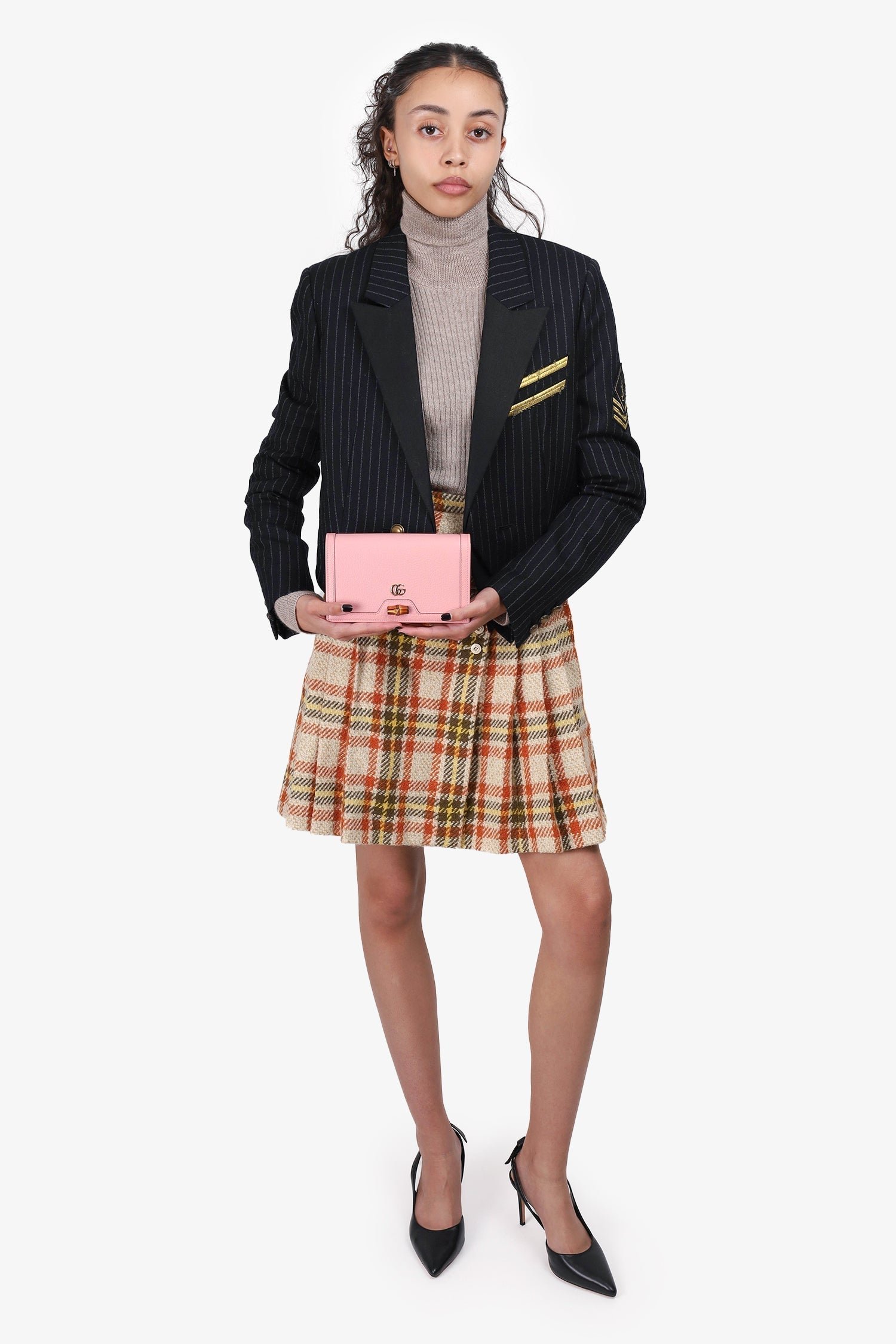 Gucci Pink Leather 'Diana Mini Bag With Bamboo' Crossbody | AlmaBagz