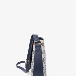 Gucci Black/Beige GG Canvas Large Flap Saddle Bag | AlmaBagz