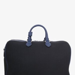 Gucci Black/Navy Canvas/Leather 'Gucci' Printed Duffle Bag With Strap | AlmaBagz