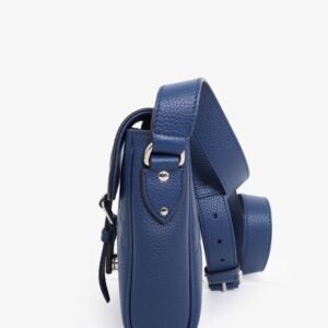 Gucci Navy Calfskin Jumbo GG Embossed Small Messenger Bag | AlmaBagz