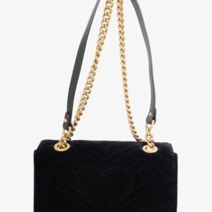 Gucci Black Velvet Mini GG Marmont Shoulder Bag | AlmaBagz