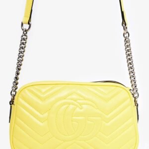Gucci Yellow Chevron Leather Marmont Small Camera Bag | AlmaBagz