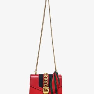 Gucci Red Leather Web 'Sylvie' Mini Crossbody Bag | AlmaBagz
