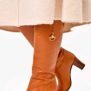 Gucci Brown Leather Horsebit Knee High Boots Size 37 | AlmaBagz