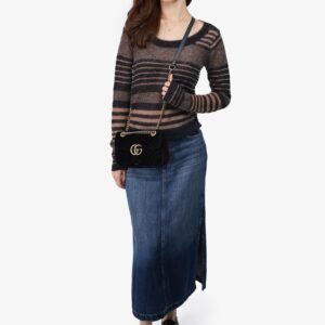 Gucci Black Velvet Mini 'GG' Marmont Shoulder Bag | AlmaBagz