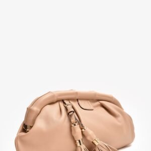 Gucci Beige Leather Bamboo Frame Pouch | AlmaBagz