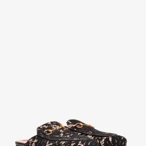 Gucci Black/Beige Lace Pricetown Slip-On Loafers Size 37.5 | AlmaBagz