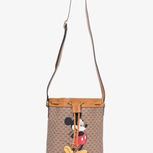 Gucci Brown Canvas Leather GG Mickey Mouse Bucket Bag | AlmaBagz