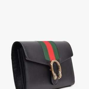 Gucci Black Leather Web Dionysus Wallet on Chain | AlmaBagz