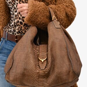 Gucci Brown Python Large Soft Stirrup Hobo Bag | AlmaBagz