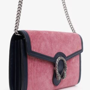 Gucci Pink/Navy Corduroy Dionysus Wallet on Chain | AlmaBagz