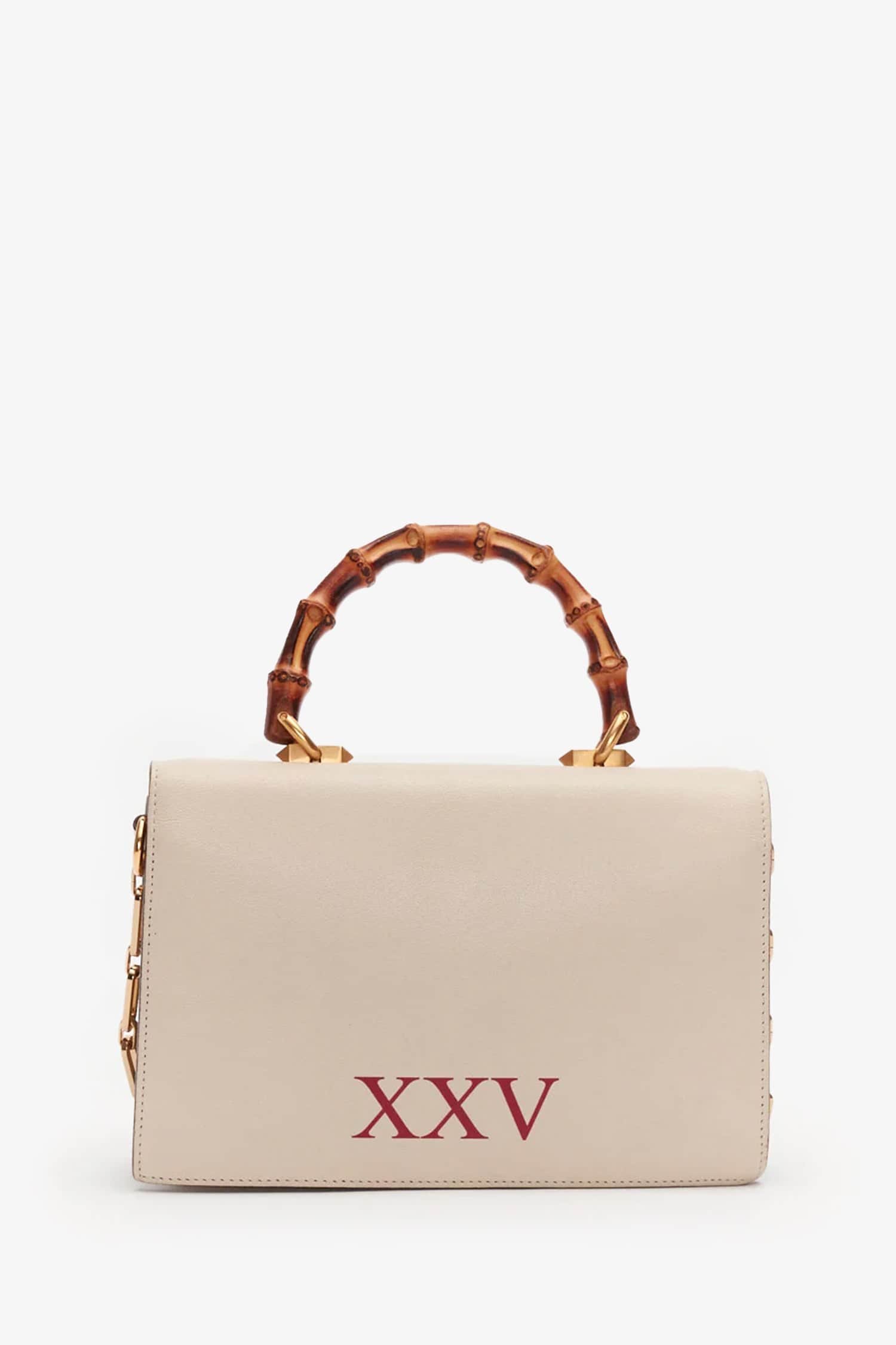 Gucci Cream Leather Insect Bamboo Ottilia Top Handle Bag | AlmaBagz
