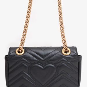Gucci Black Leather Mini GG Marmont Shoulder Bag with 'CN' Initial | AlmaBagz