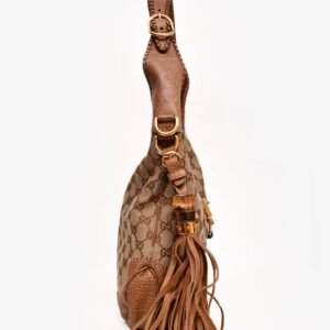Gucci Brown Leather/Canvas GG Supreme New Jackie 2 Way Shoulder Bag (As Is) | AlmaBagz