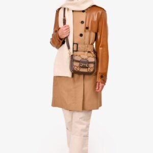 Gucci Brown Canvas/Leather GG Supreme Horsebit 1955 Shoulder Bag With Web Strap | AlmaBagz