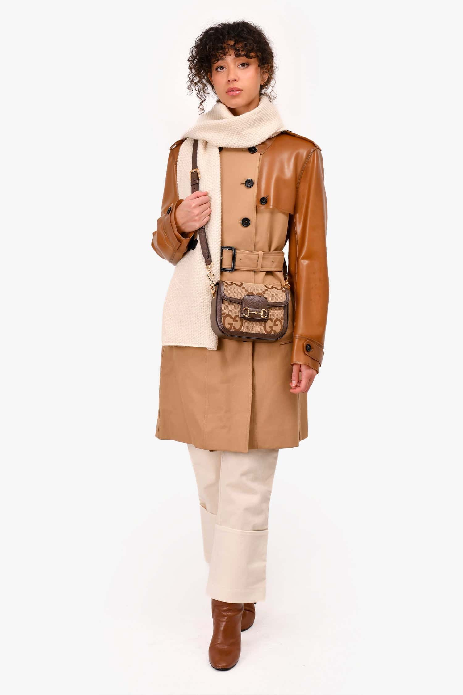 Gucci Brown Canvas/Leather GG Supreme Horsebit 1955 Shoulder Bag With Web Strap | AlmaBagz