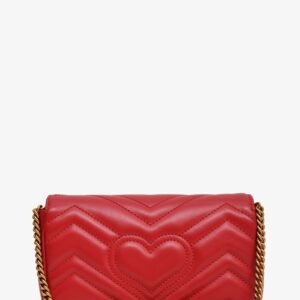 Gucci Red Chevron Leather Super Mini Marmont Bag | AlmaBagz