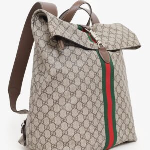 Gucci Beige Coated-Canvas  GG Supreme Jackie 1961 Backpack | AlmaBagz