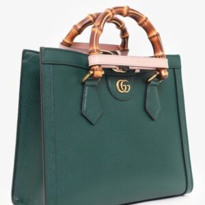 Gucci Green Leather 'Diana' Small Tote Bag | AlmaBagz