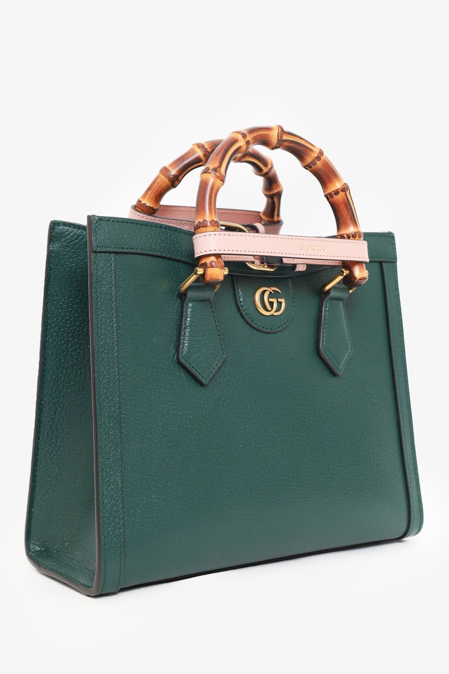 Gucci Green Leather 'Diana' Small Tote Bag | AlmaBagz