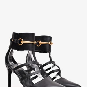 Gucci Black Leather T-Strap Horsebit Cuff Heels Size 39 (As Is) | AlmaBagz