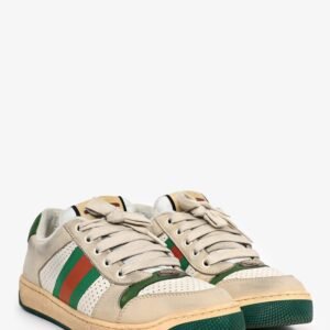 Gucci Beige/Web Distressed 'Screener' Sneakers Size 37 | AlmaBagz
