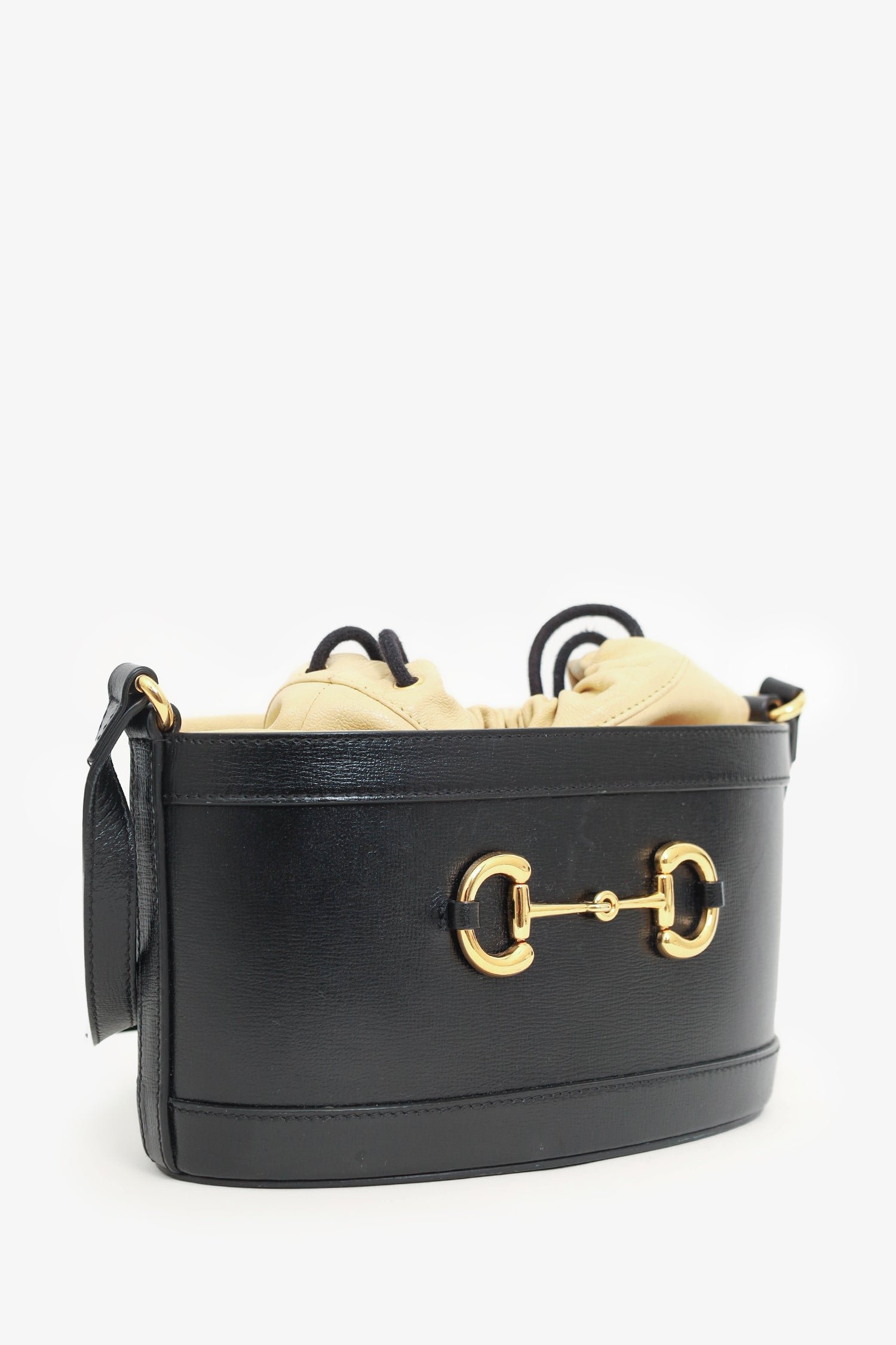 Gucci Leather 1955 Horsebit Drawstring Bucket Bag | AlmaBagz