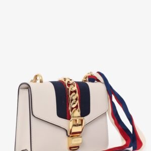 Gucci Cream Leather Mini Sylvie Web Chain Bag | AlmaBagz