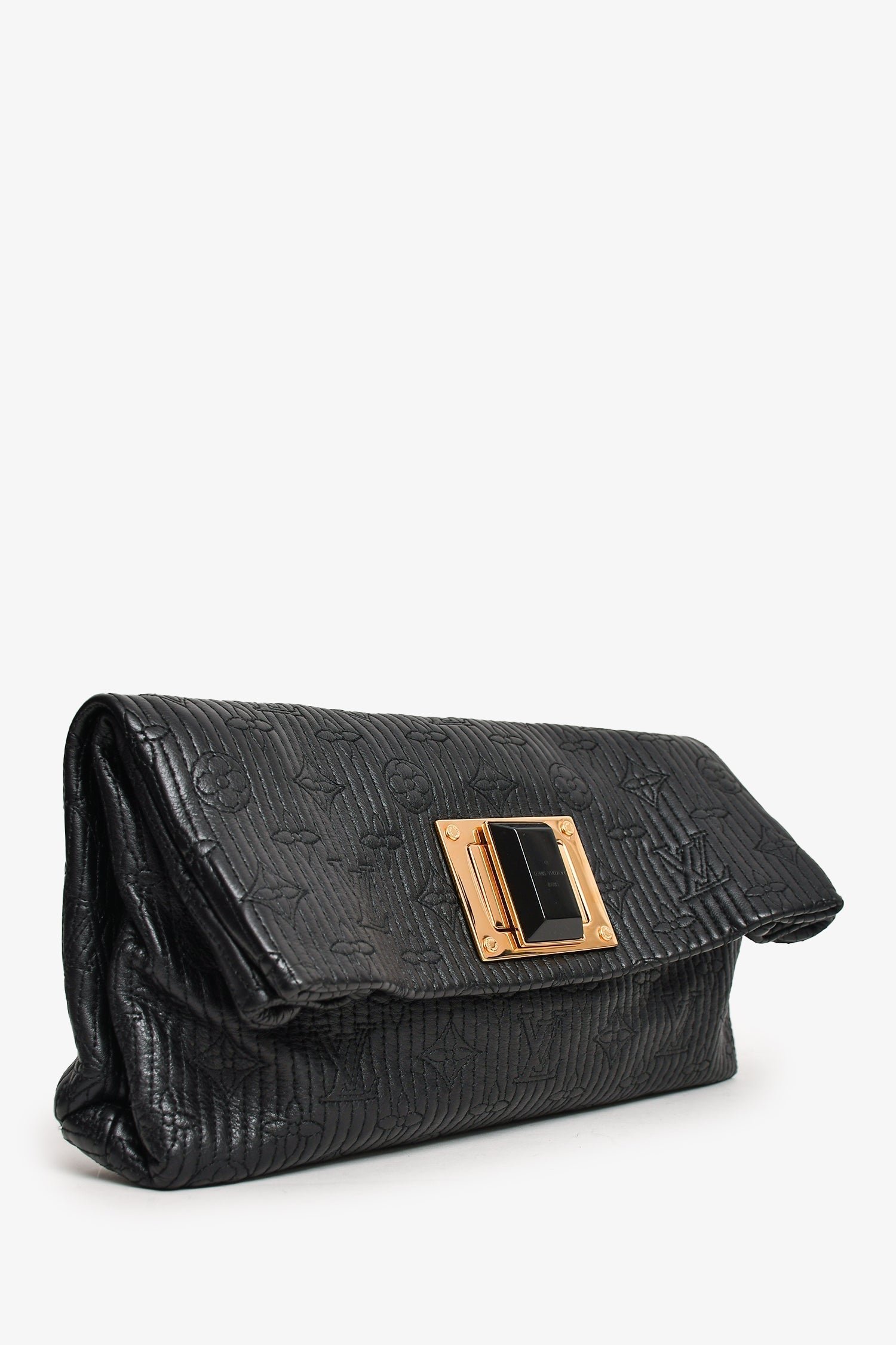 Louis Vuitton 2012 Black Leather Monogram Altair Clutch | AlmaBagz