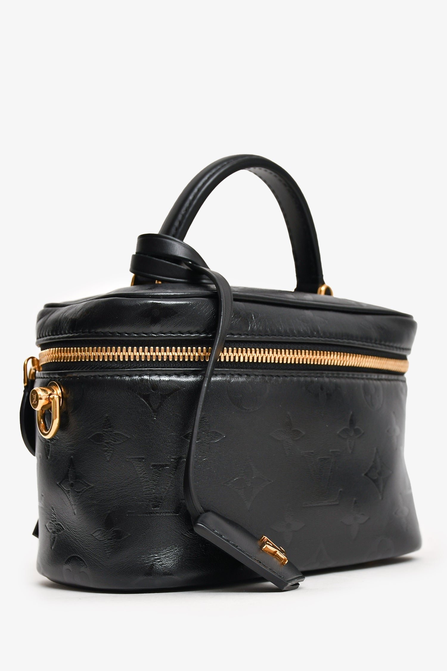 Louis Vuitton 2020 Black Leather Monogram Vanity Crossbody Bag PM | AlmaBagz