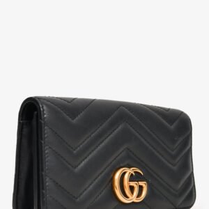 Gucci Black Leather Chevron Quilted Marmont Mini Bag | AlmaBagz