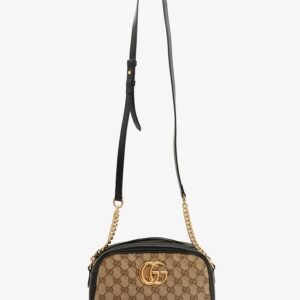 Gucci Beige GG Canvas Marmont Small Camera Bag | AlmaBagz