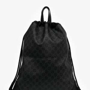 Gucci Black Canvas GG Supreme Drawstring Backpack | AlmaBagz
