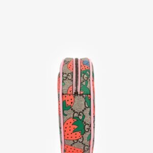 Gucci GG Strawberry Supreme Round Wristlet | AlmaBagz