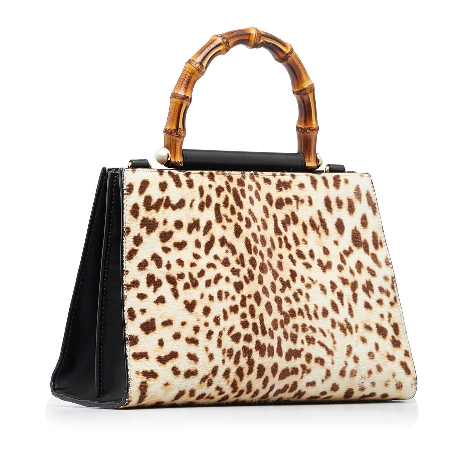 GUCCI Small Bamboo Nymphaea Pony Hair Satchel | AlmaBagz