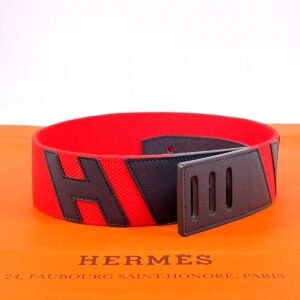 HERMES belt Canvas, Epsom Red Croisière H 75 | AlmaBagz
