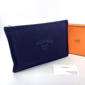 HERMES Pouch 102501M cotton Navy Yachting GM | AlmaBagz