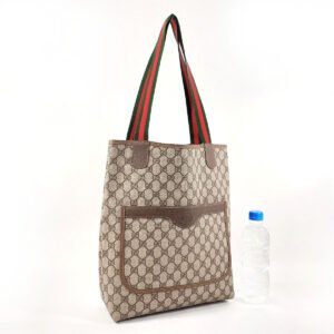 GUCCI Tote Bag 002�E39�E6487 GG Supreme Canvas Brown vintage Sherry line unisex Used | AlmaBagz