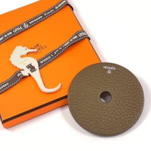 HERMES charm Taurillon Clemence Brown Petit h petit ash | AlmaBagz