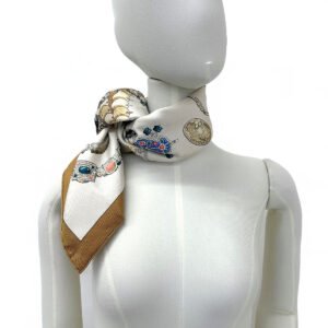 HERMES scarf Silk, 100% silk Brown KOSMIMA Universe Carre 90 | AlmaBagz