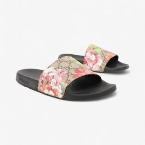 Gucci GG Floral Sliders Beige  / Floral Canvas EU 40 UK 7 | AlmaBagz